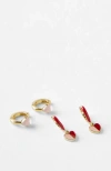Cotton On Kids Kid's Kids Earring Set In 12k Gold Plated Pink Red