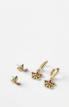 Cotton On Kids Kid's Kids Earring Set In 12k Gold Plated Rainbow