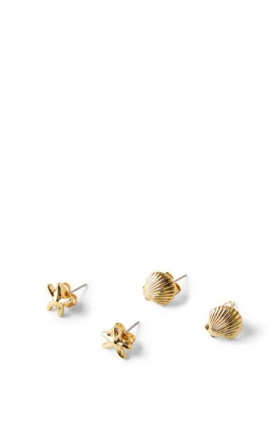 Cotton On Kids Kid's Kids Earring Set In 12k Gold Plated Shells