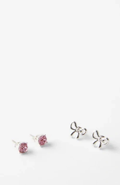 Cotton On Kids Kid's Kids Earring Set In Sterling Silver Plated Pink