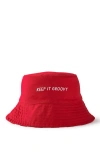 Cotton On Kids Kid's Kids Reversible Bucket Hat In Varsity Red Keep It Groovy