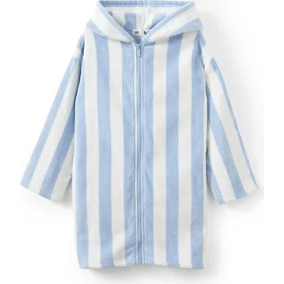 Cotton On Kids Kid's Kids Zip Thru Hooded Towel In Dawn Blue Bold Stripe