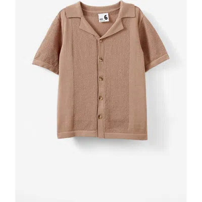 Cotton On Kids Kid's Knitted Short Sleeve Shirt In Mocha