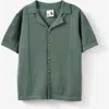 Cotton On Kids Kid's Knitted Short Sleeve Shirt In Moss Green