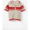 Cotton On Kids Kid's Knitted Short Sleeve Shirt In Rainy Day Varsity Red Stripe
