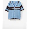 Cotton On Kids Kid's Knitted Short Sleeve Shirt In Shadow Blue Hot Choccy