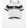 Cotton On Kids Kid's Knitted Short Sleeve Shirt In Vanilla Squid Ink Stripe