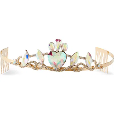 Cotton On Kids Kid's Lexi Luxe Tiara In Goldy Iridescent Heart Plume