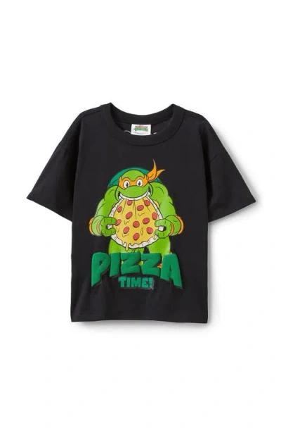 Cotton On Kids Kid's Licensed Drop Shoulder Short Sleeve Tee In Black Tmnt Pizza Time