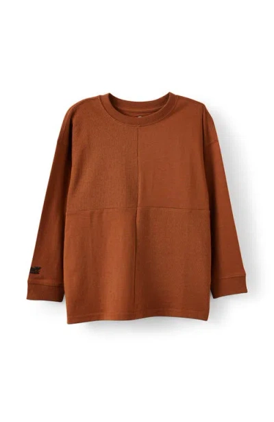 Cotton On Kids Kid's Long Sleeve Textured Splice Tee In Brown
