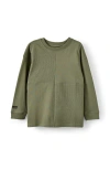 Cotton On Kids Kid's Long Sleeve Textured Splice Tee In Green