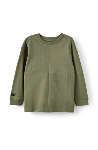 Cotton On Kids Kid's Long Sleeve Textured Splice Tee In Green