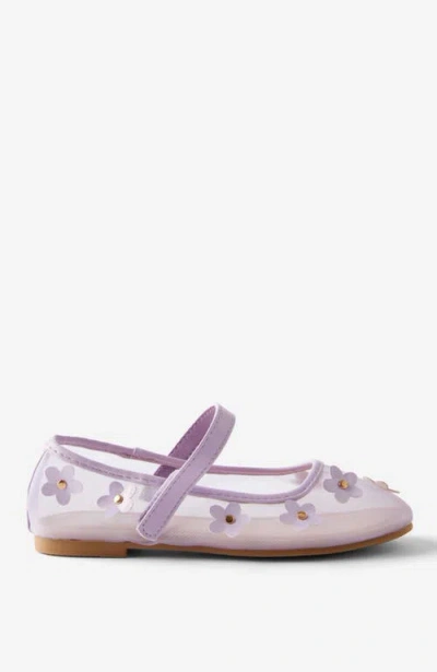 Cotton On Kids Kid's Olivia Ballet Flat In Lilac Drop Mesh Flower