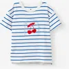 Cotton On Kids Kid's Poppy Short Sleeve Graphic Print Tee In Cherry Stripe Harbour Blue