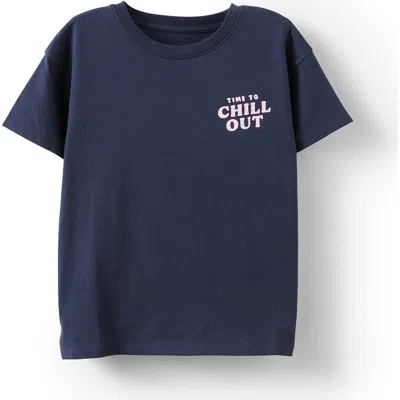 Cotton On Kids Kid's Poppy Short Sleeve Graphic Print Tee In Squid Ink Bubble Tea