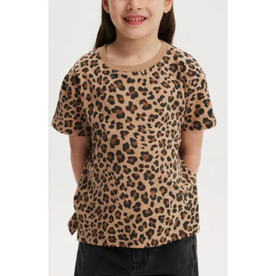 Cotton On Kids Kid's Poppy Short Sleeve Graphic Print Tee In Taupy Brown Bengal Leopard