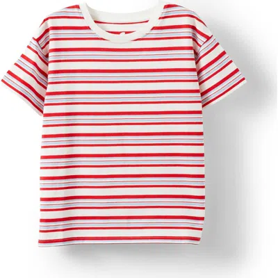 Cotton On Kids Kid's Poppy Short Sleeve Graphic Print Tee In Varsity Red Vanilla Stripe