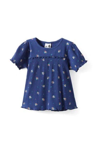 Cotton On Kids Kid's Posie Short Sleeve Babydoll Top In Blue