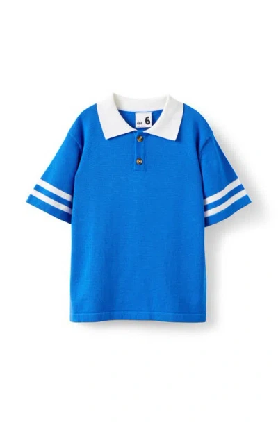 Cotton On Babies'  Kids Kid's Preston Knit Polo In Harbor Blue Vanilla Stripe