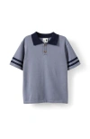 Cotton On Kids Kid's Preston Knit Polo In Steel Squid Ink Stripe