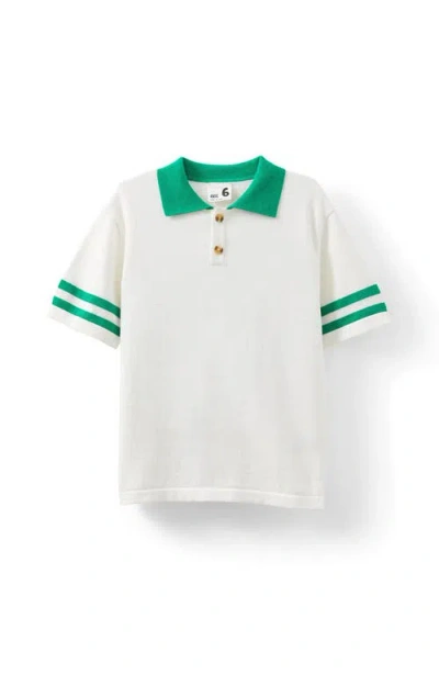 Cotton On Babies'  Kids Kid's Preston Knit Polo In Vanilla Island Green Stripe