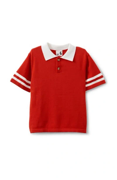 Cotton On Babies'  Kids Kid's Preston Knit Polo In Varsity Red Vanilla Stripe