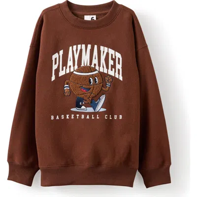 Cotton On Kids Kid's Sammy Oversize Crew In Brown