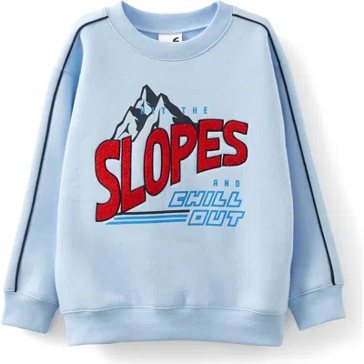 Cotton On Kids Kid's Sammy Oversize Crew In Dawn Blue Slopes And Chill