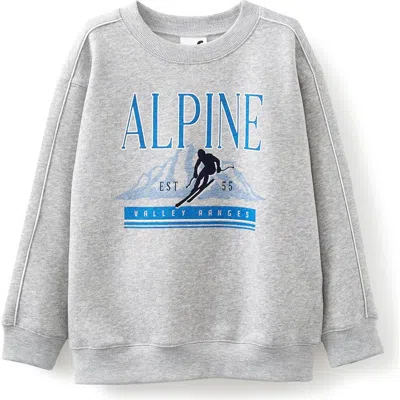 Cotton On Kids Kid's Sammy Oversize Crew In Fog Grey Marle Alpine Valley