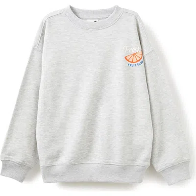 Cotton On Kids Kid's Sammy Oversize Crew In Fog Grey Marle Arancia Fresh