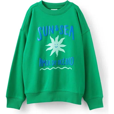 Cotton On Kids Kid's Sammy Oversize Crew In Island Green Sun And Sea