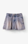 Cotton On Babies'  Kids Kid's Sarai Pleat Front Denim Short In Airlie Light Blue Pink Tint