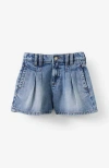 Cotton On Babies'  Kids Kid's Sarai Pleat Front Denim Short In Blue Haven Mid Blue