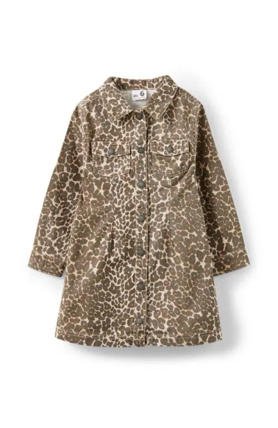 Cotton On Kids Kid's Sasha Long Sleeve Denim Shirt Dress In Animal Print