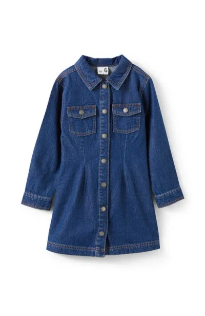 Cotton On Kids Kid's Sasha Long Sleeve Denim Shirt Dress In Blue