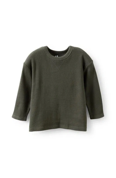 Cotton On Kids Kid's Waffle Long Sleeve Tee In Green