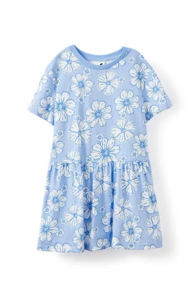 Cotton On Babies'  Kids Kid's Willow Short Sleeve Dress In Dawn Blue Daphine Floral
