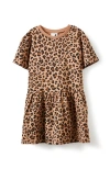 Cotton On Babies'  Kids Kid's Willow Short Sleeve Dress In Taupy Brown Leopard