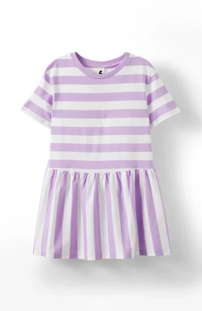 Cotton On Babies'  Kids Kid's Willow Short Sleeve Dress In Vintage Lilac Vanilla Stripe