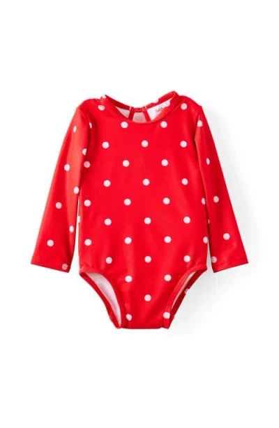 Cotton On Babies'  Kids Leah Long Sleeve Keyhole Back One Piece In Red