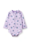 Cotton On Babies'  Kids Lucy Long Sleeve Ruffle Back Swimsuit In Vintage Lilac Bella Ditsy