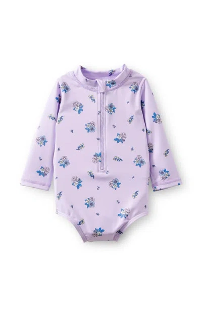 Cotton On Babies'  Kids Lucy Long Sleeve Ruffle Back Swimsuit In Vintage Lilac Bella Ditsy