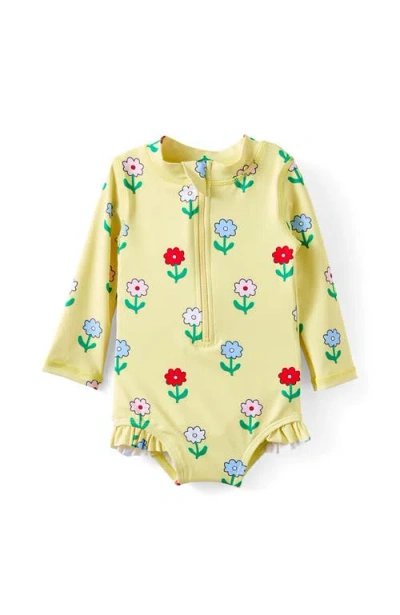 Cotton On Babies'  Kids Lucy Long Sleeve Ruffle Back Swimsuit In Yellow