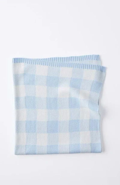 Cotton On Kids Organic Knit Blanket In White Water Blue Buffalo