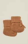 Cotton On Kids Organic Knit Booties In Taupy Brown
