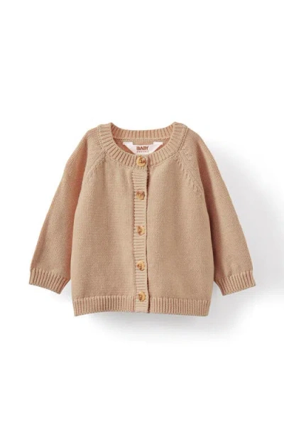 Cotton On Kids Organic Knit Cardigan In Oatmilk Marle