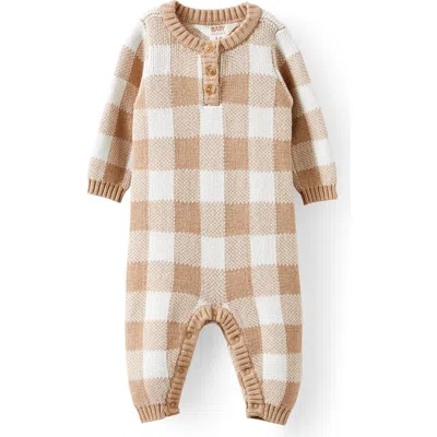 Cotton On Kids Organic Knit Long Sleeve All In One In Brown