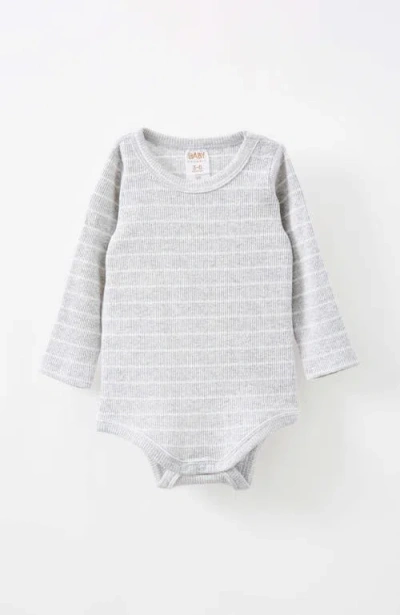 Cotton On Babies'  Kids Organic Pointelle Long Sleeve Bubbysuit In Cloud Marle Milk Stripe