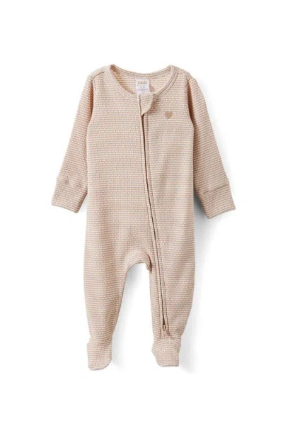 Cotton On Babies'  Kids Organic Pointelle Zip All In One Romper In Brown