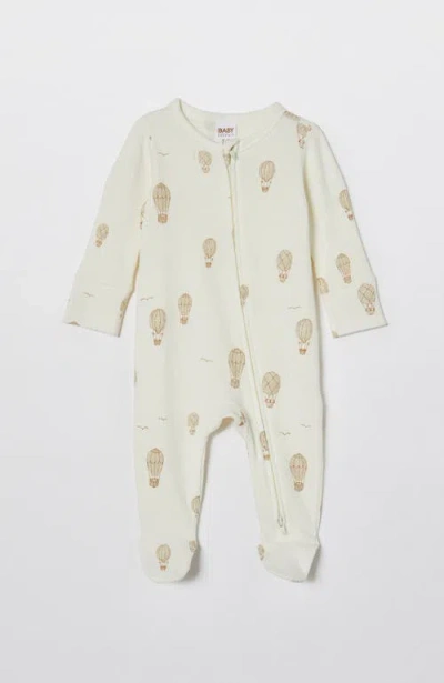 Cotton On Kids Organic Pointelle Zip All In One Romper In Milk Hot Air Balloons